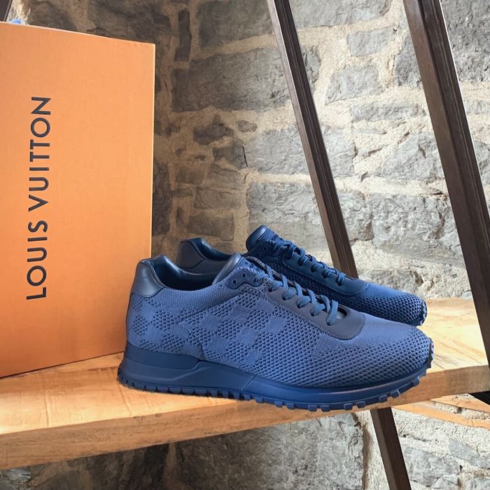 Louis Vuitton White Mesh Fabric and Blue Denim Run Away Sneakers