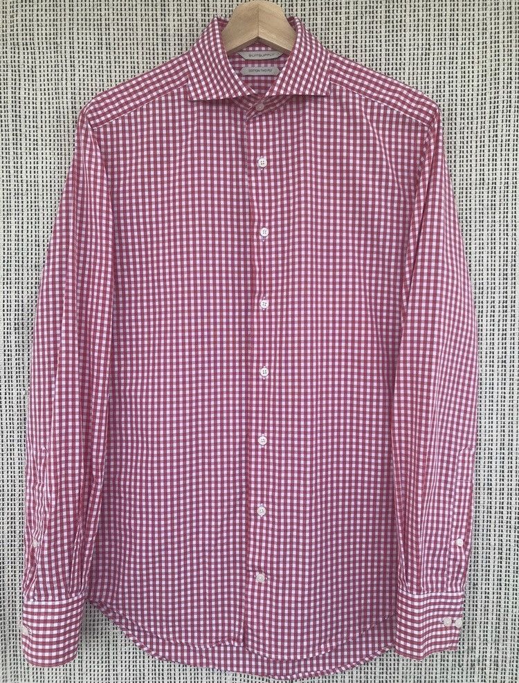 Suitsupply Suitsupply Red White Checkered Cotton Two Ply Button Shirt