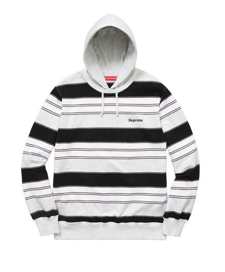 Supreme Striped Hooded Crewneck | Grailed