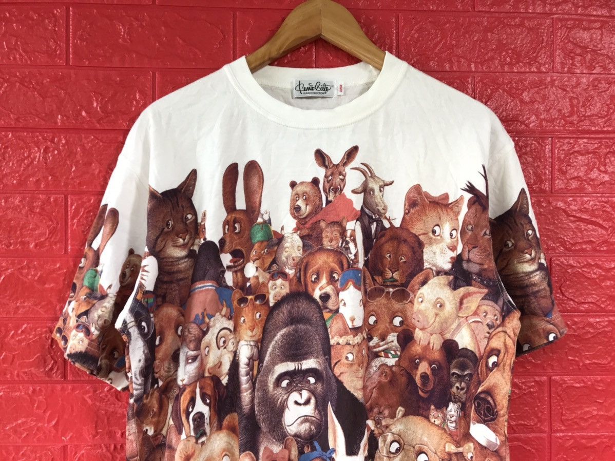 Japanese Brand × Vintage Vintage Japan Designer Kunio Sato Animal Overprint Tee Size US L / EU 52-54 / 3 - 3 Thumbnail