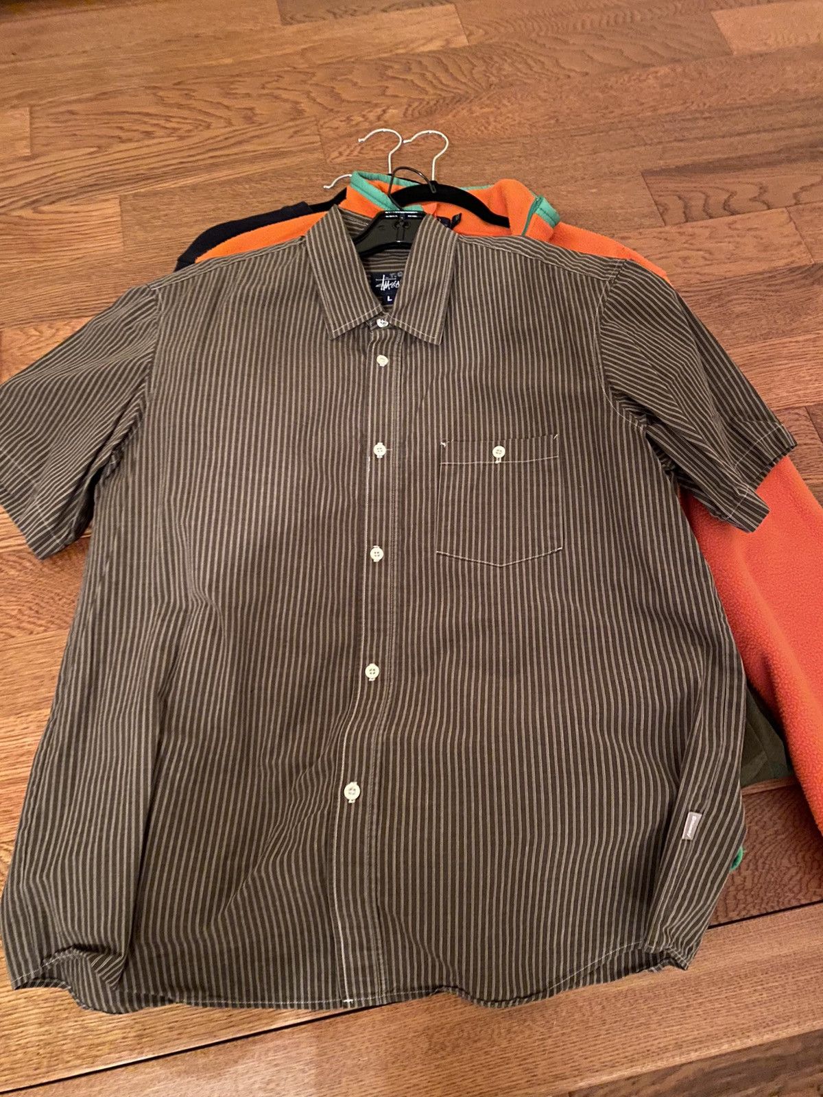Stussy AUTHENTIC mens study brown button up short sleeve shirt Size US L / EU 52-54 / 3 - 1 Preview