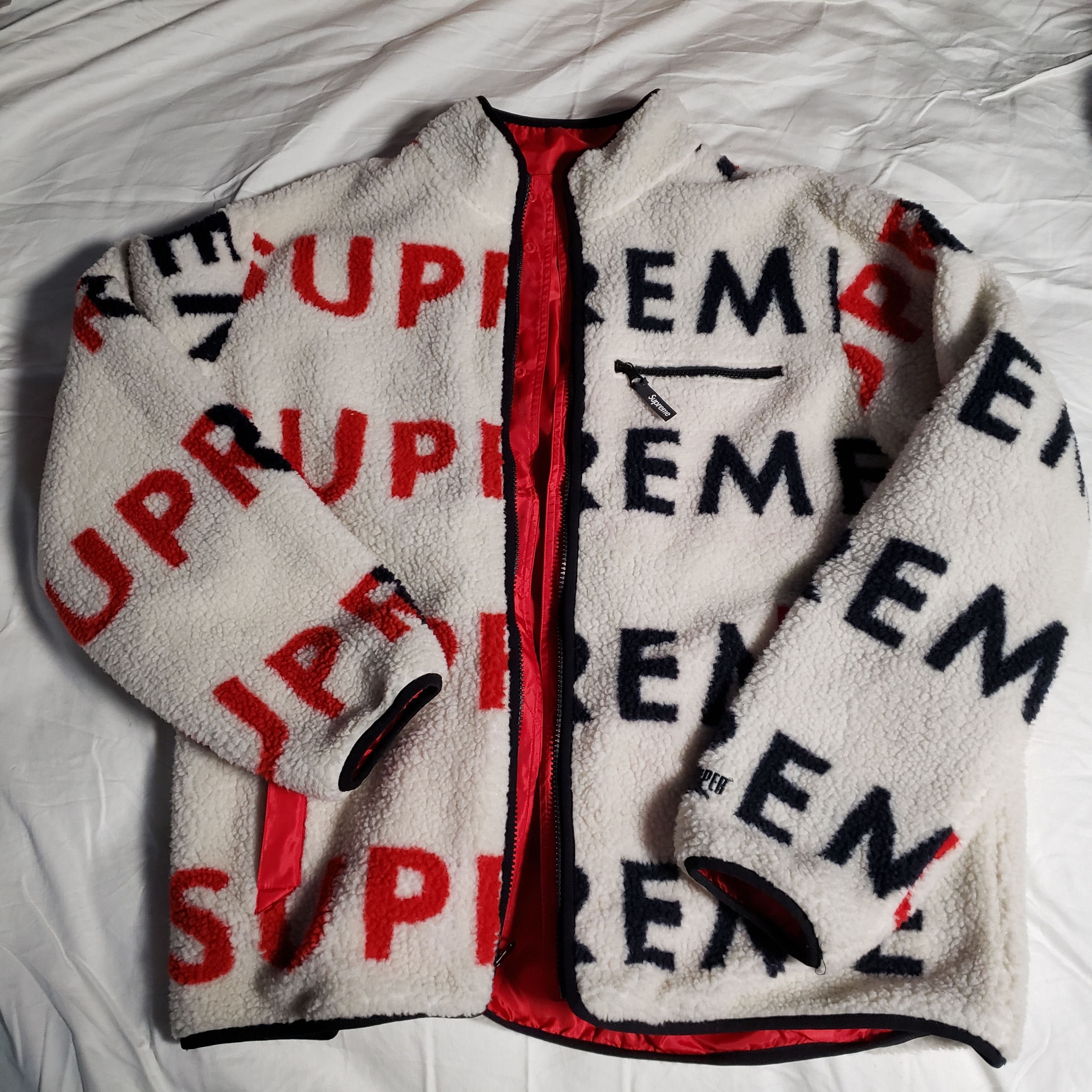 Supreme Reversible Logo Fleece Jacket | Grailed