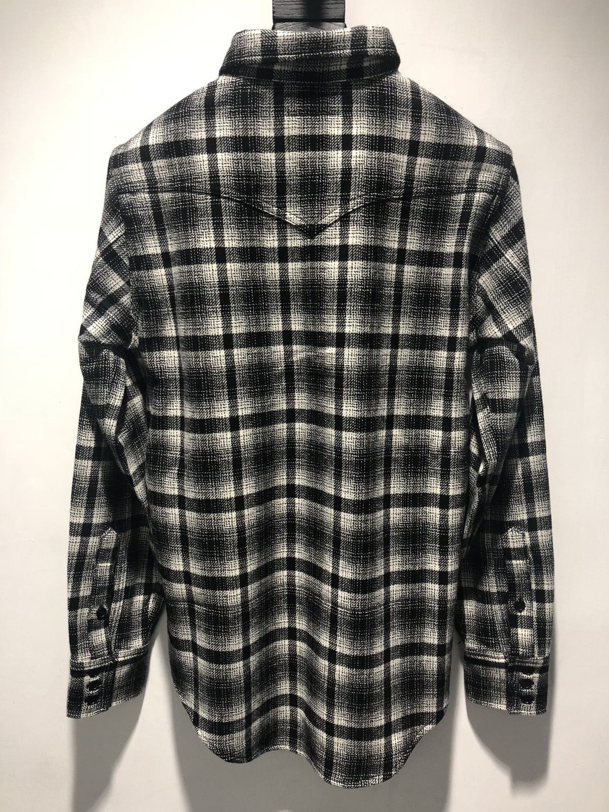 Hedi Slimane × Saint Laurent Paris 16FW Black x White Checked Wool Flannel Shirt sz S Size US S / EU 44-46 / 1 - 3 Thumbnail