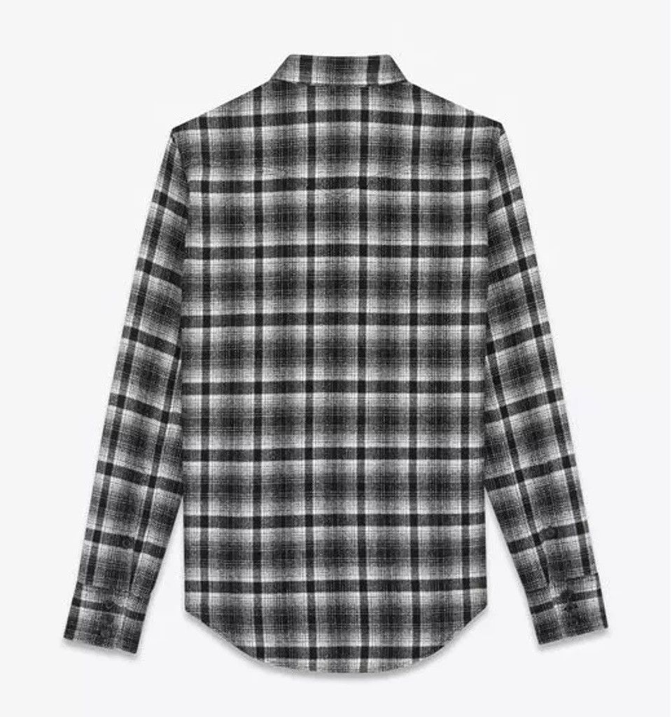 Hedi Slimane × Saint Laurent Paris 16FW Black x White Checked Wool Flannel Shirt sz S Size US S / EU 44-46 / 1 - 8 Thumbnail