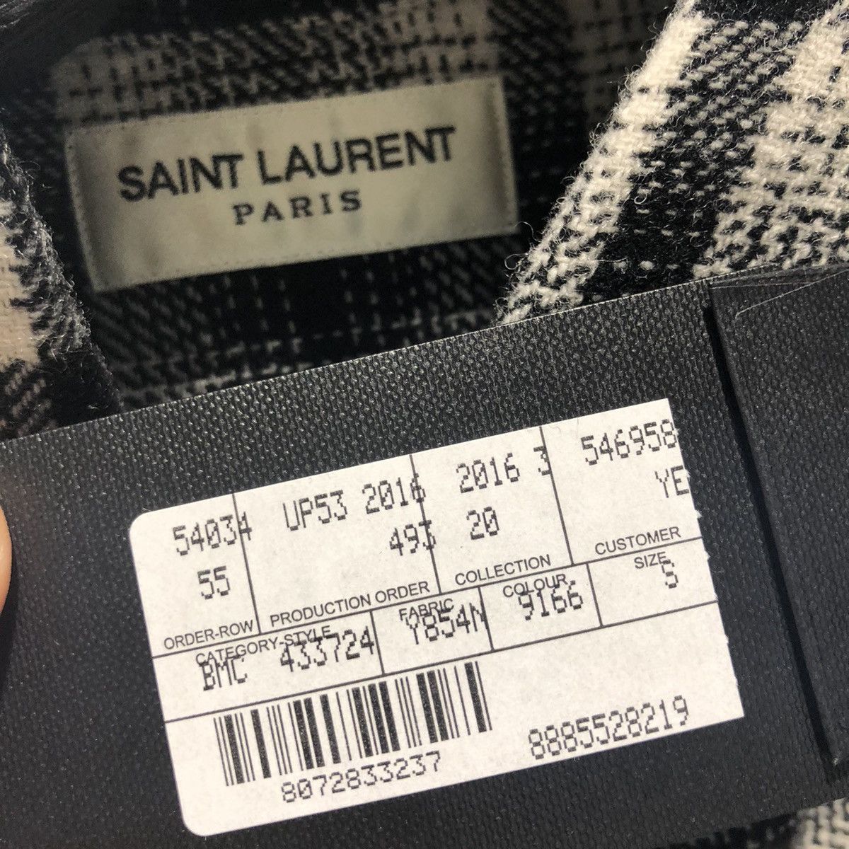 Hedi Slimane × Saint Laurent Paris 16FW Black x White Checked Wool Flannel Shirt sz S Size US S / EU 44-46 / 1 - 4 Thumbnail