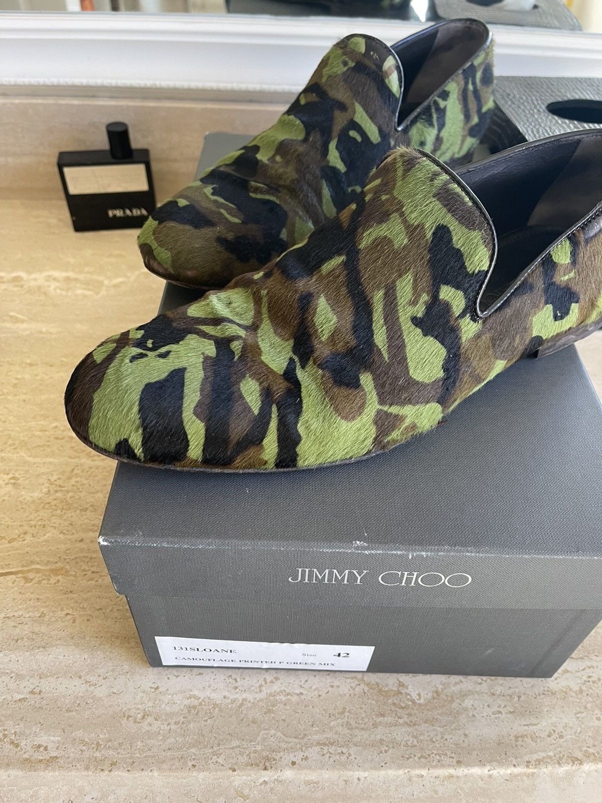 NEW JIMMY CHOO Men\'s Black Camouflage Sloane Loafers (Size 42) Jimmy Choo Jimmy Choo Sloane Pony Hair Camo loafers | Grailed main image 4