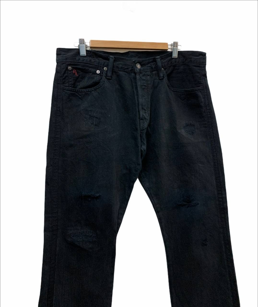 Vintage Distress Polo RL Varick Slim Straight Harrow Black
