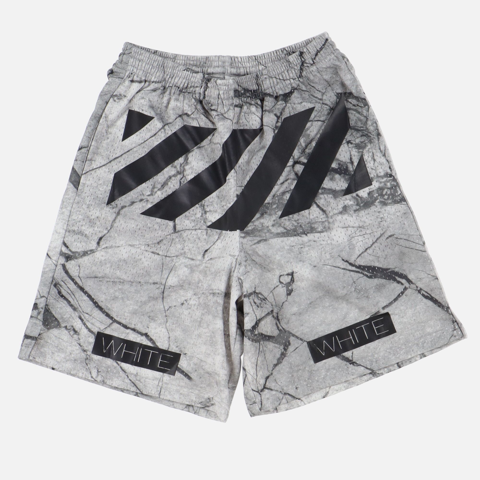 Off-White Grey Marble Diagonals Mesh Shorts | Grailed