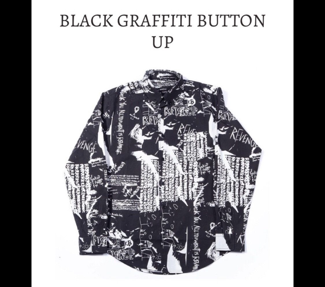 Revenge Black Graffiti Button online Up Shirt