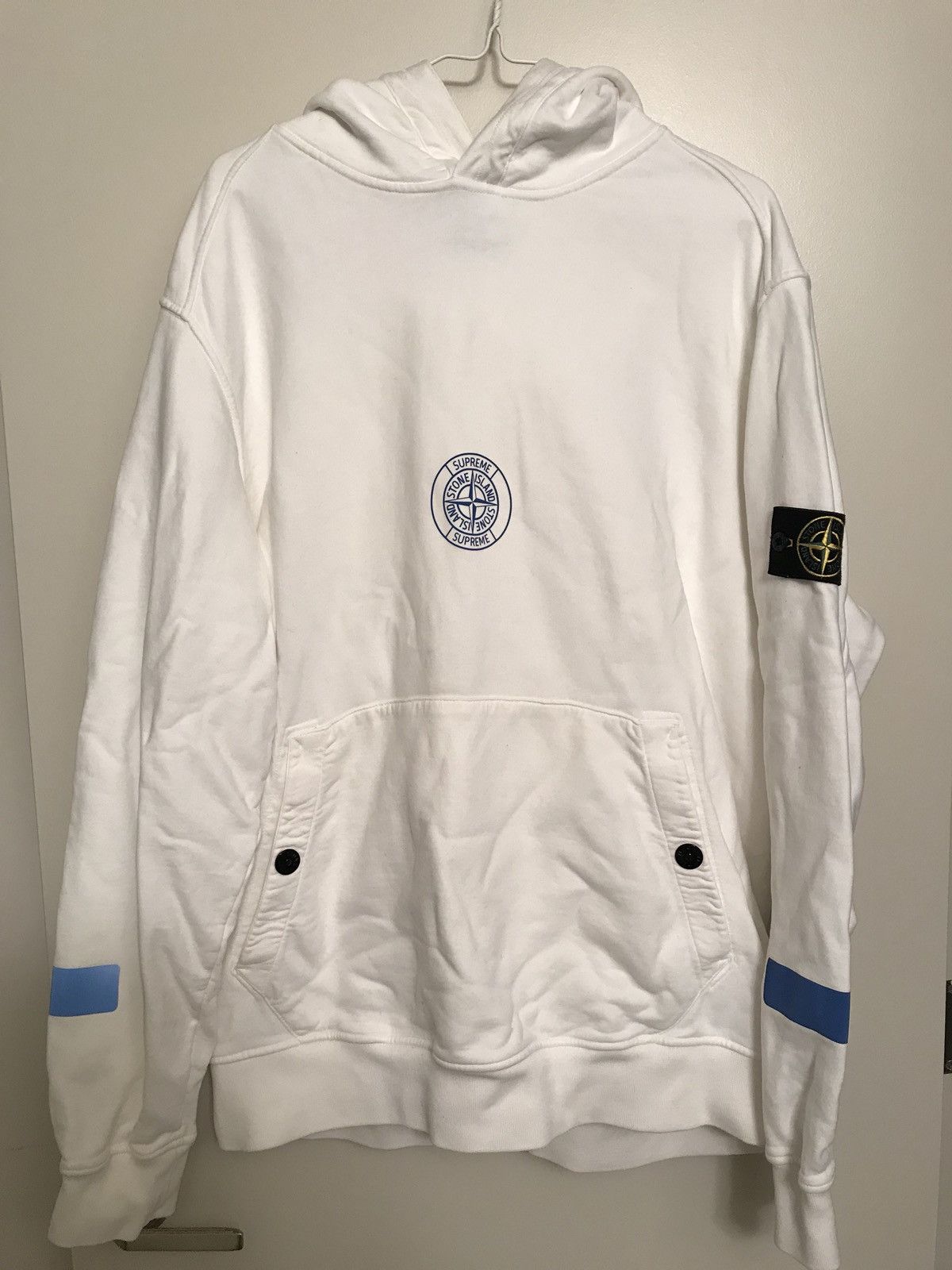 Stone Island Supreme Stone Island Supreme Marina White Hoodie Grailed