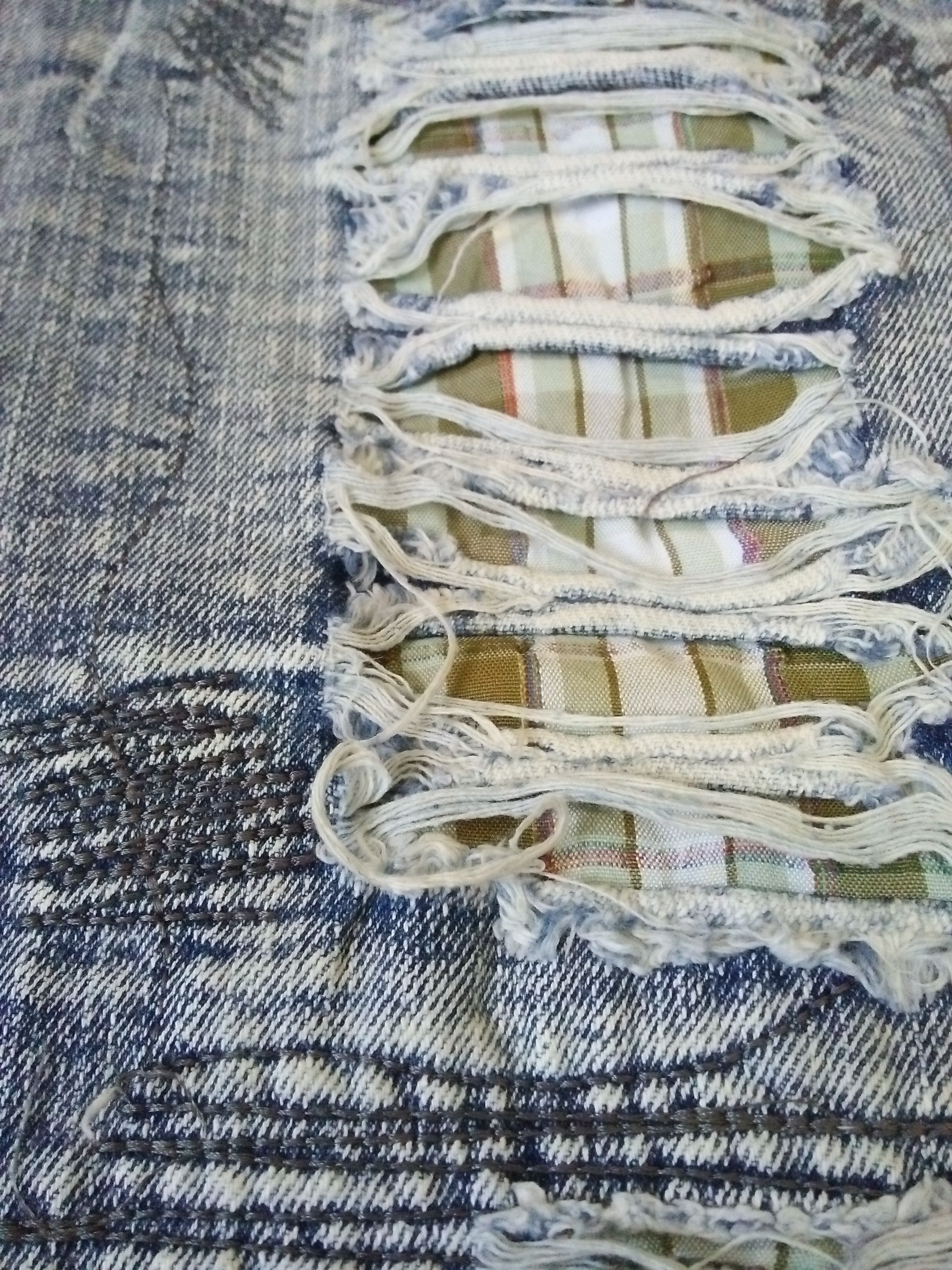 Designer BLUROSE K&M BONDAGE DISTRESSED DENIM BORO JAPAN (A966) Size US 30 / EU 46 - 8 Thumbnail