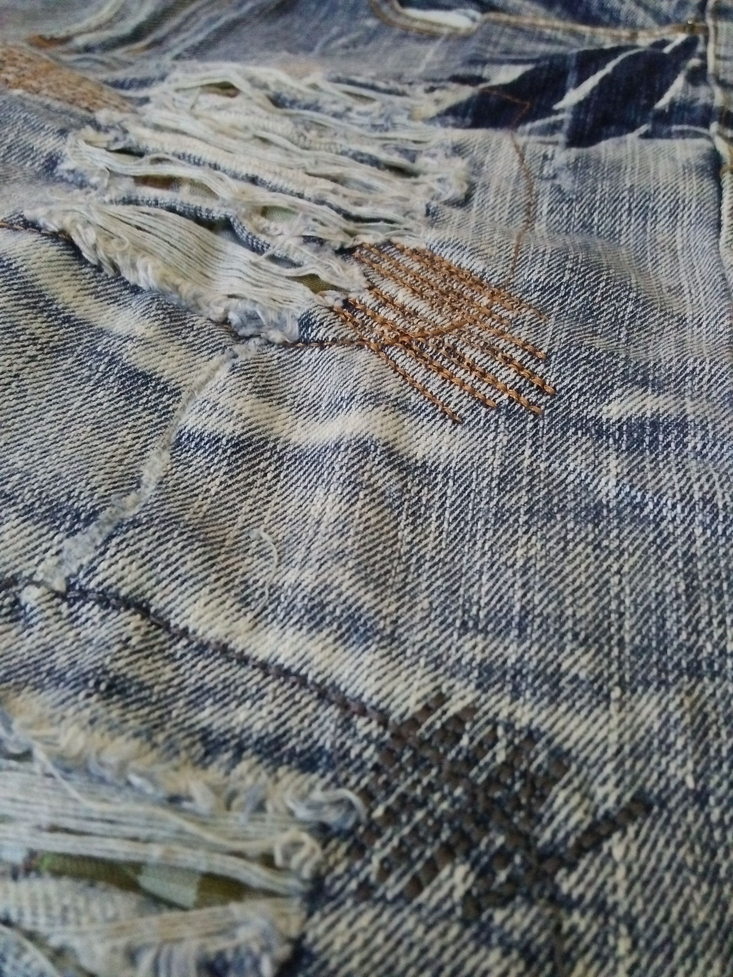 Designer BLUROSE K&M BONDAGE DISTRESSED DENIM BORO JAPAN (A966) Size US 30 / EU 46 - 9 Thumbnail