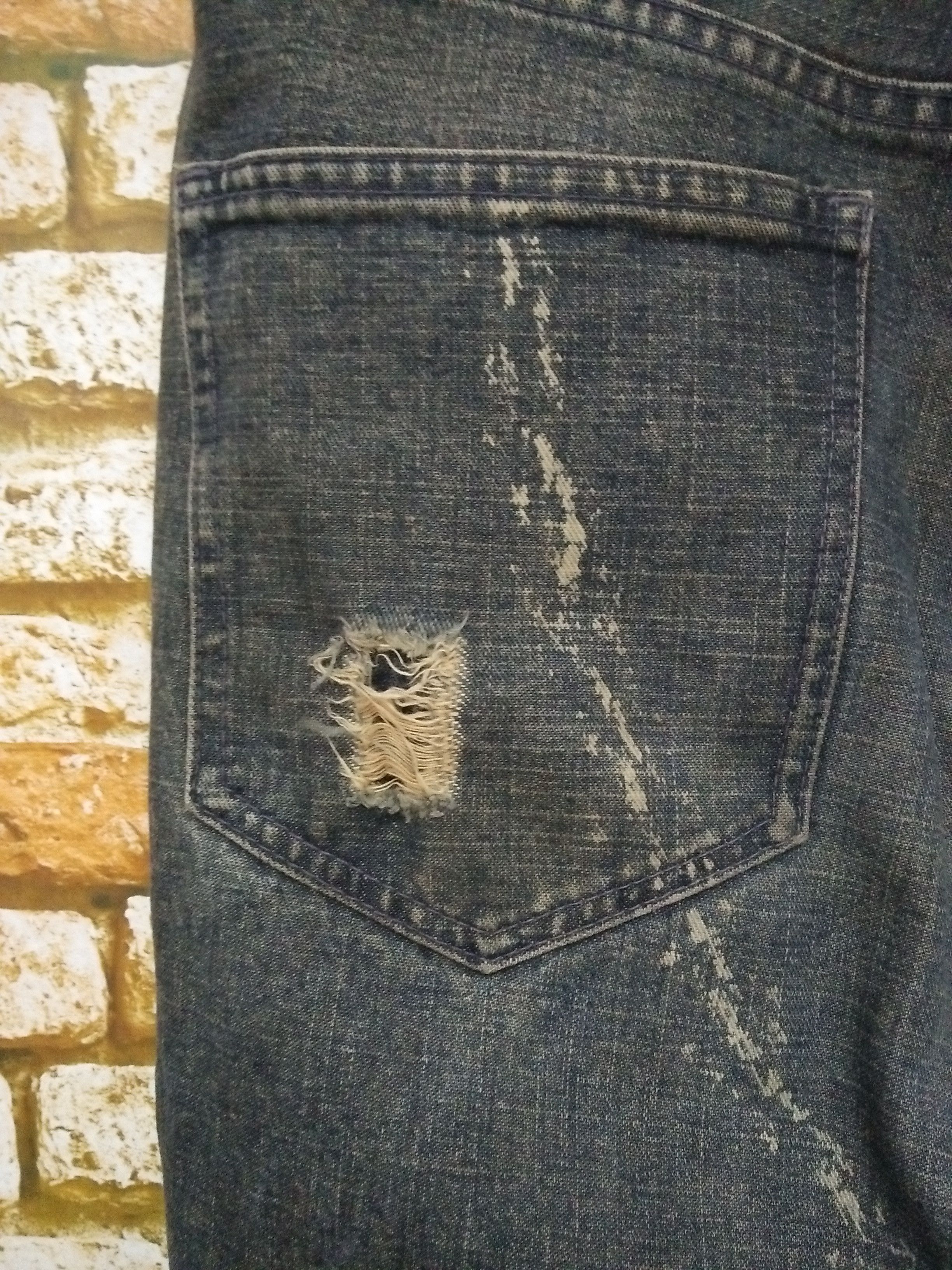 Japanese Brand YEOMAN JAPAN DISTRESSED DENIM ACID PAINT (A983) W32 Size US 32 / EU 48 - 8 Thumbnail