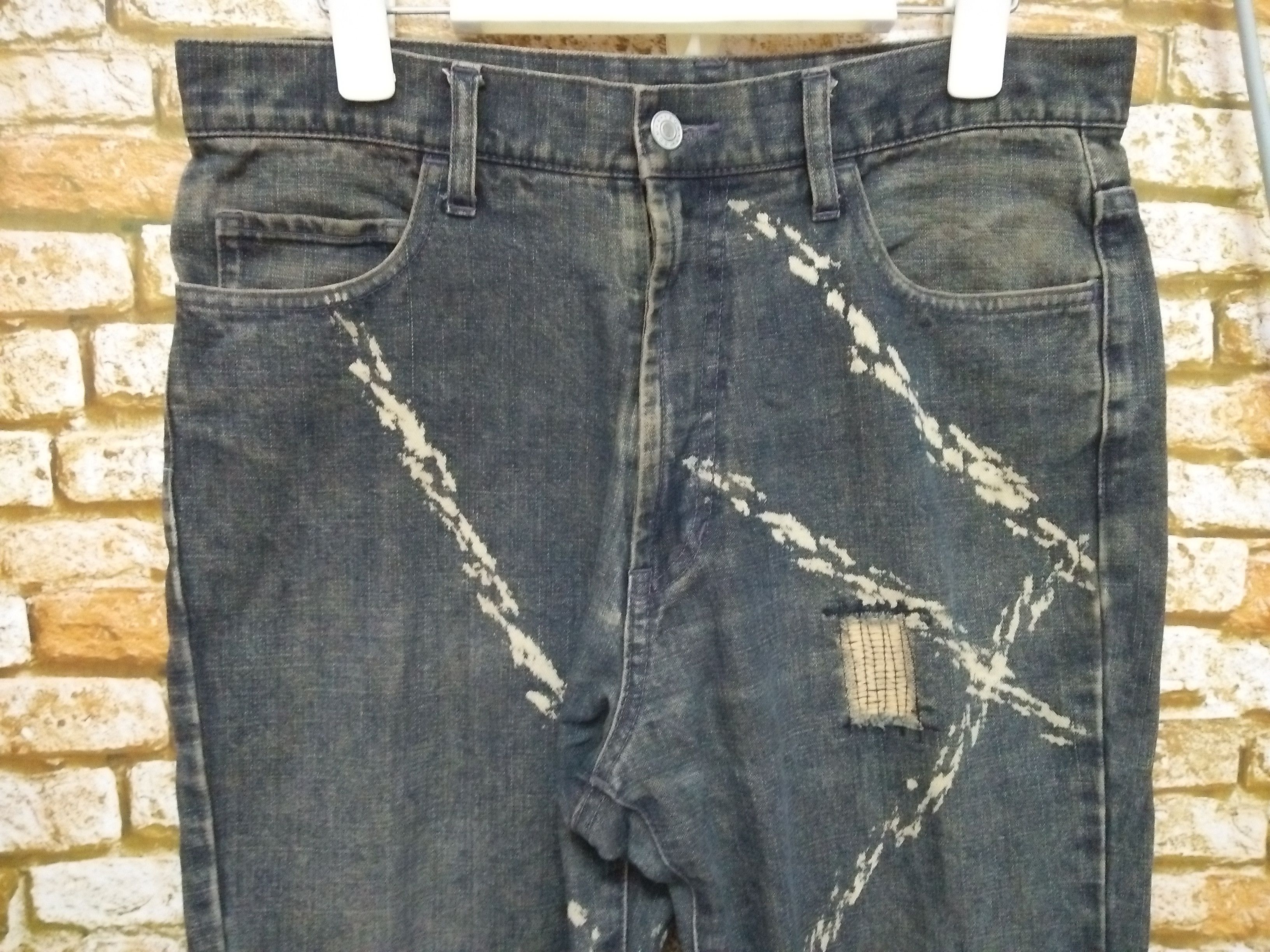 Japanese Brand YEOMAN JAPAN DISTRESSED DENIM ACID PAINT (A983) W32 Size US 32 / EU 48 - 2 Thumbnail