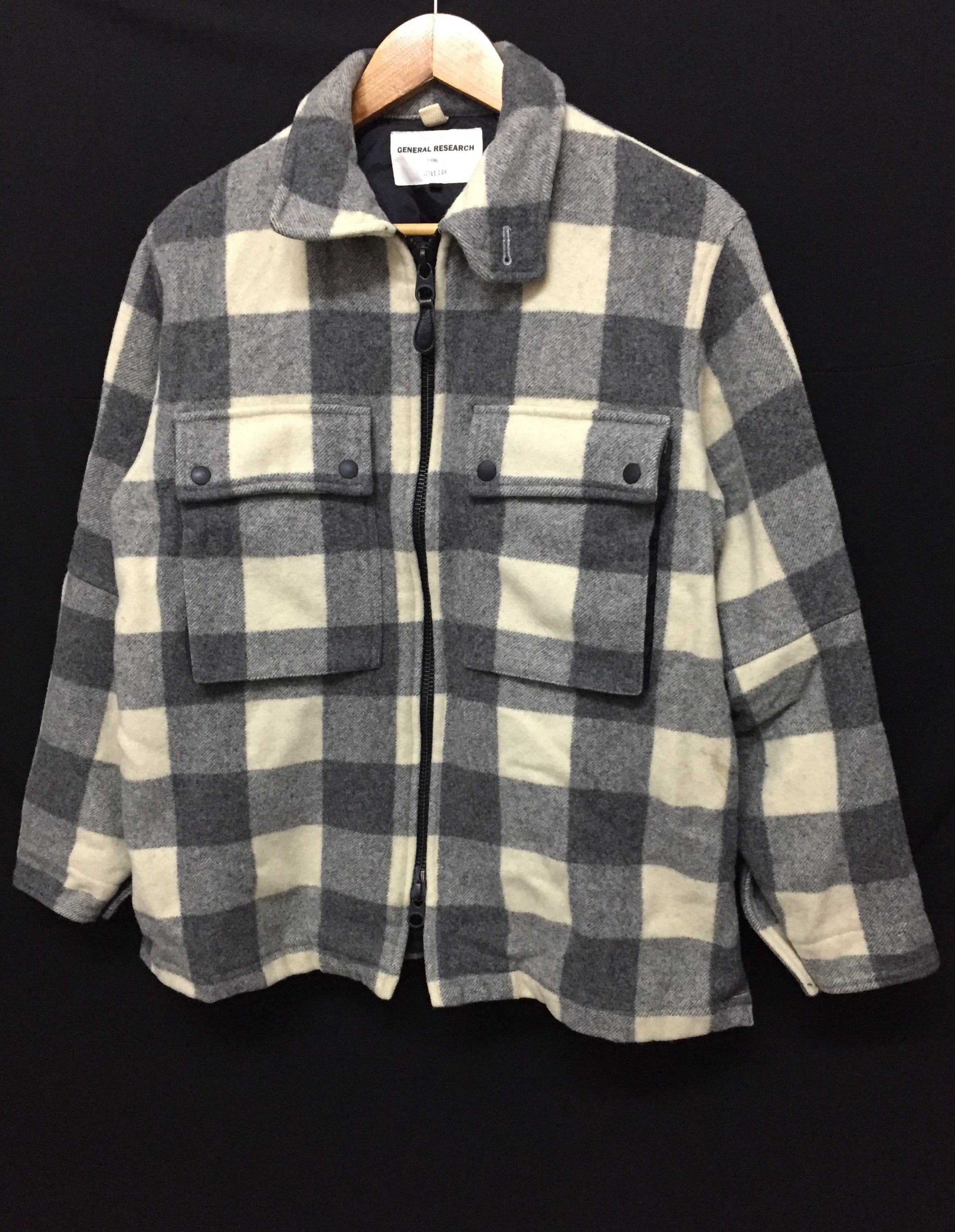 General Research AW1996 Tartan Zipper Heavy Wool Jacket parasite Size US L / EU 52-54 / 3 - 4 Thumbnail