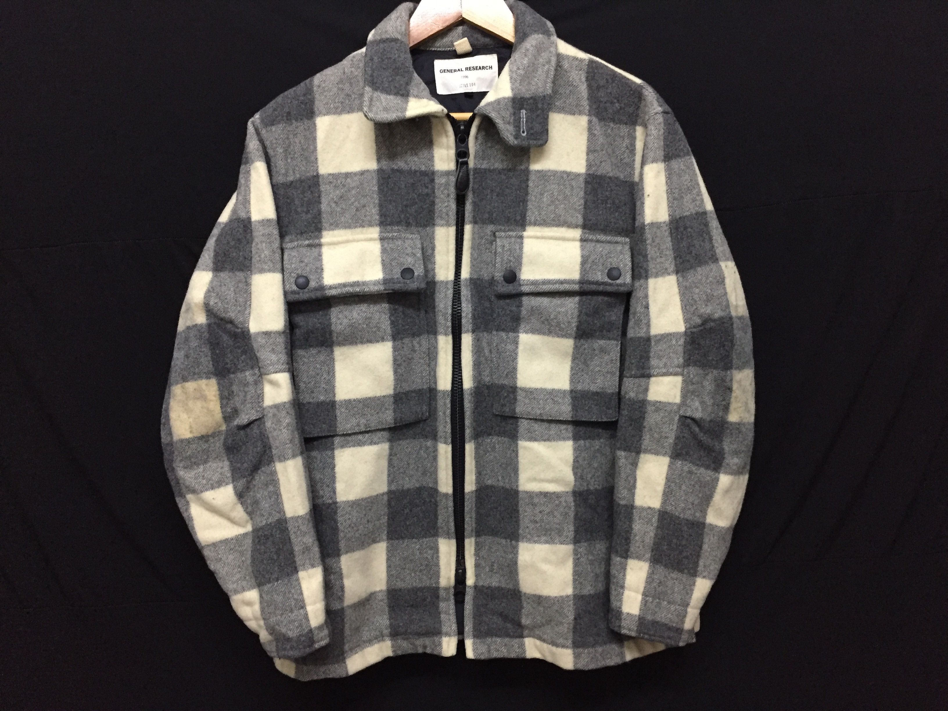 General Research AW1996 Tartan Zipper Heavy Wool Jacket parasite Size US L / EU 52-54 / 3 - 2 Thumbnail
