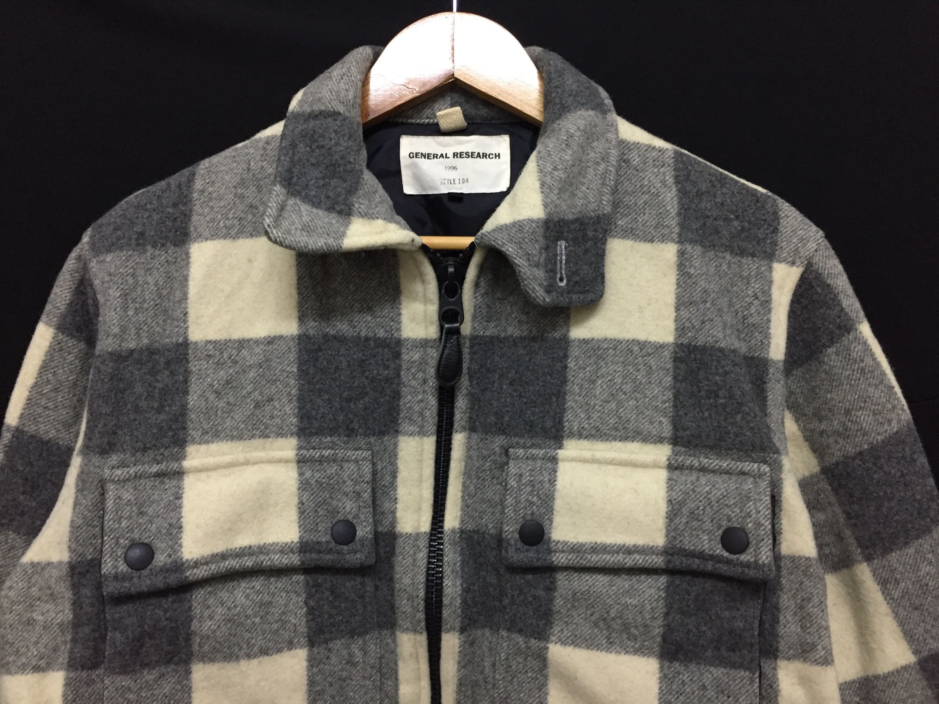 General Research AW1996 Tartan Zipper Heavy Wool Jacket parasite Size US L / EU 52-54 / 3 - 5 Thumbnail