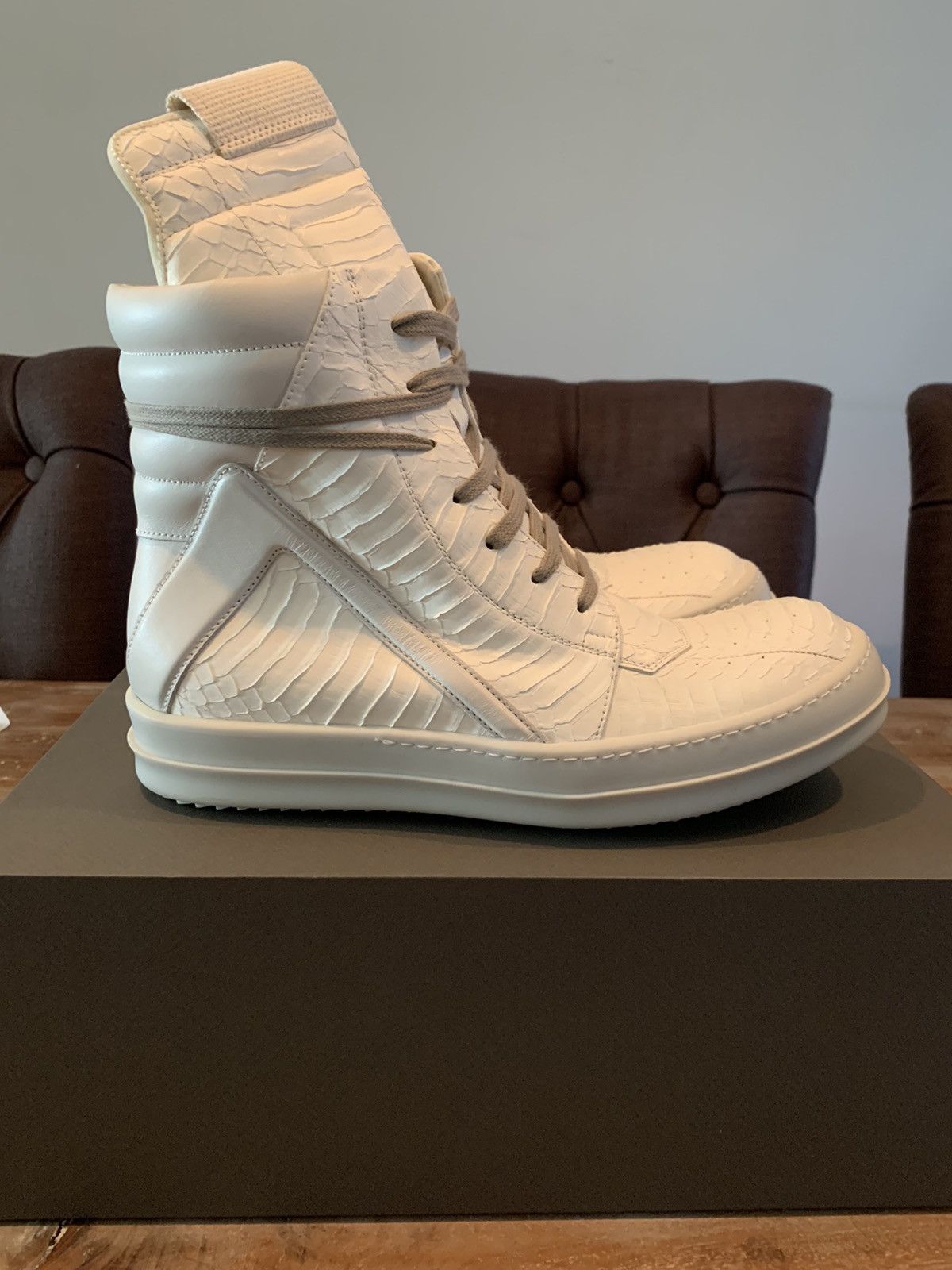 Rick Owens Python leather geobasket EU41 | Grailed