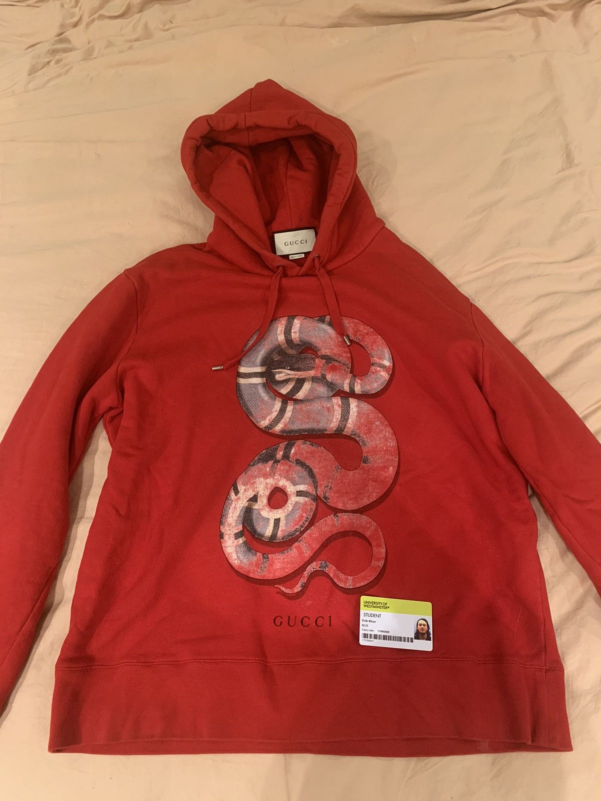 Gucci red store snake hoodie