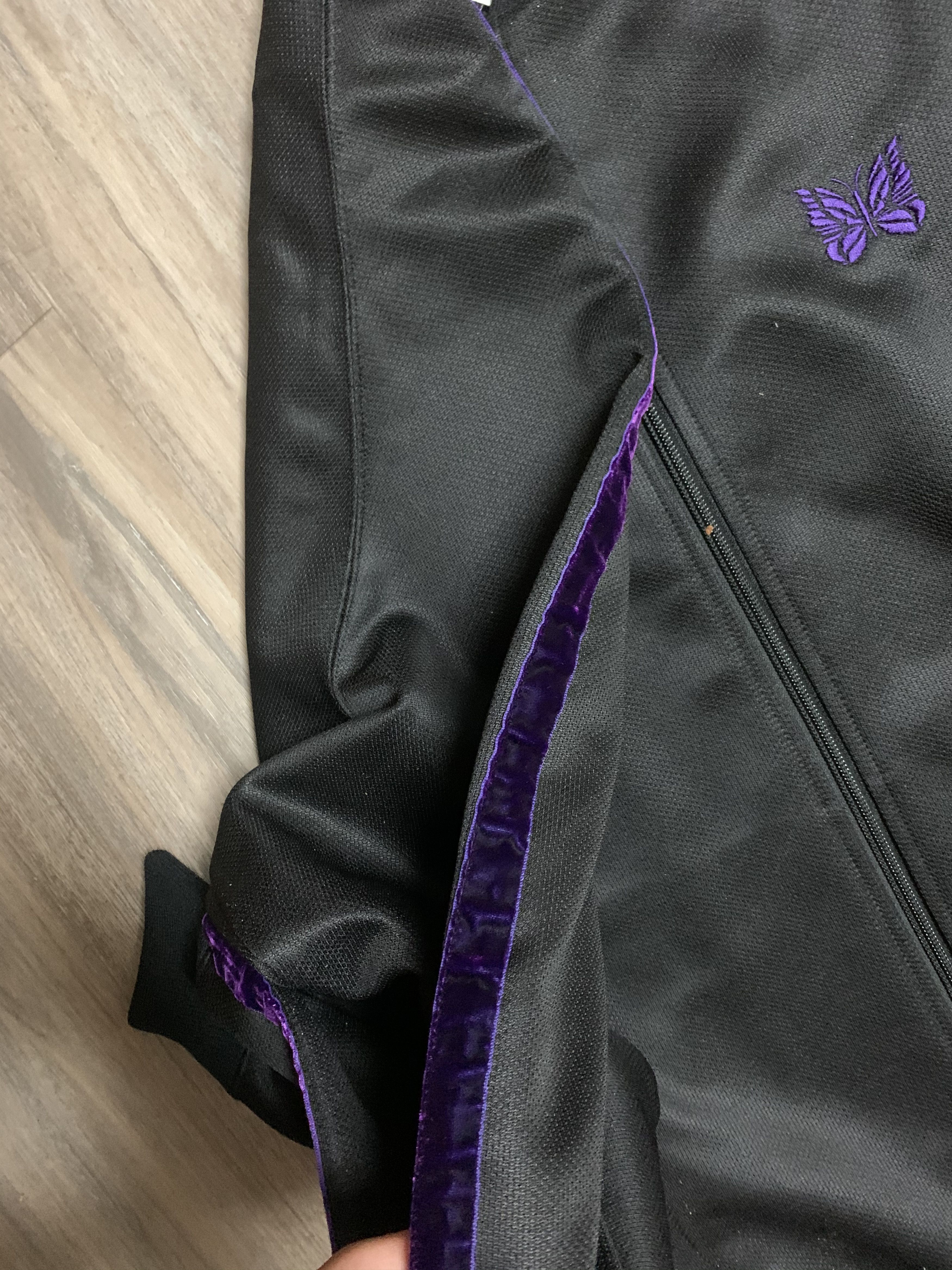 image of Needles Track Jacket in Black Purple, Men's (Size Large)