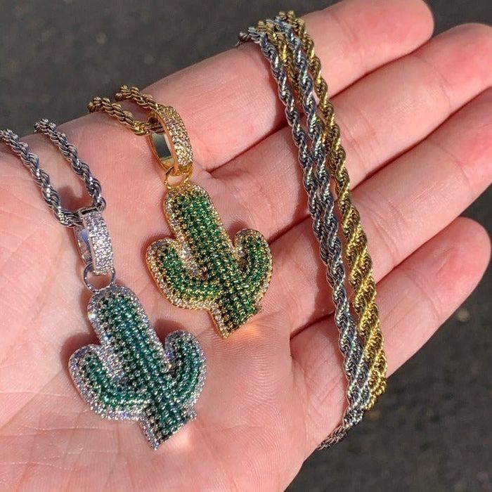 Streetwear Cactus Pendant + Rope Chain Grailed