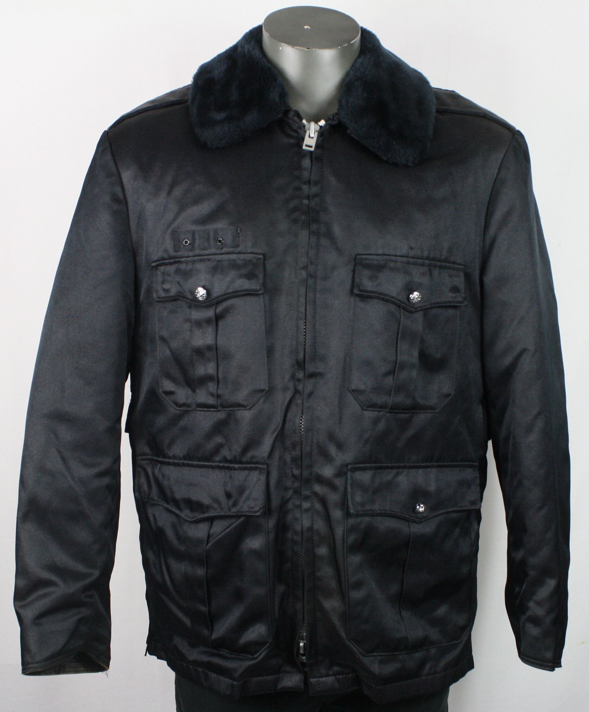 Vintage 70s Vintage Blauer Tufnyl Police Officer Black Faux Fur Collar ...