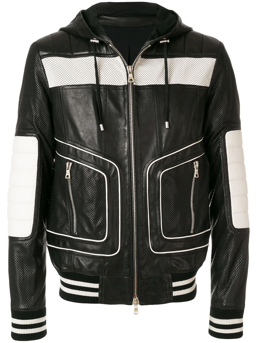 Balmain Balmain colour-block hooded biker jacket Size US M / EU 48-50 / 2 - 5 Thumbnail