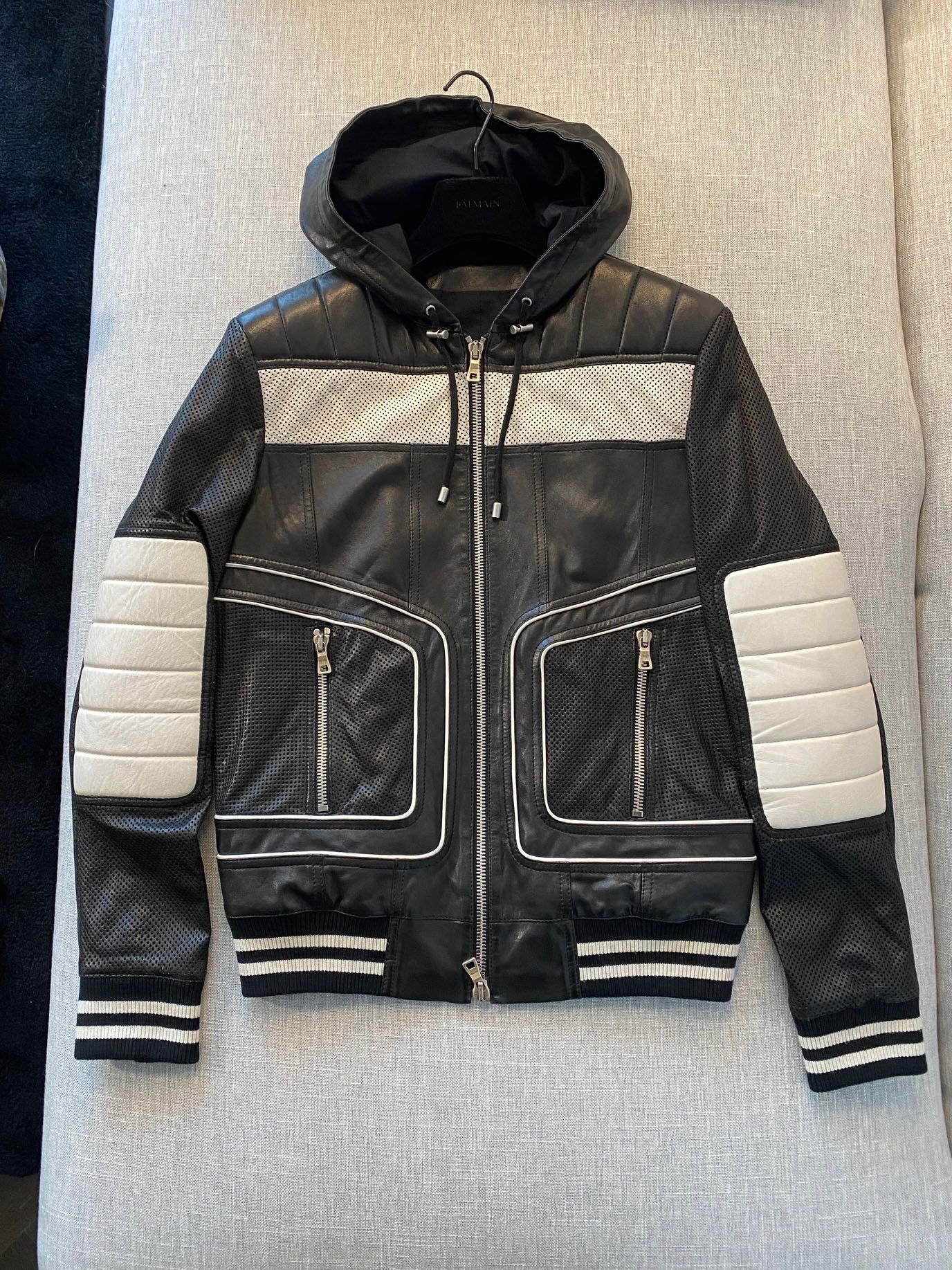 Balmain Balmain colour-block hooded biker jacket Size US M / EU 48-50 / 2 - 2 Thumbnail