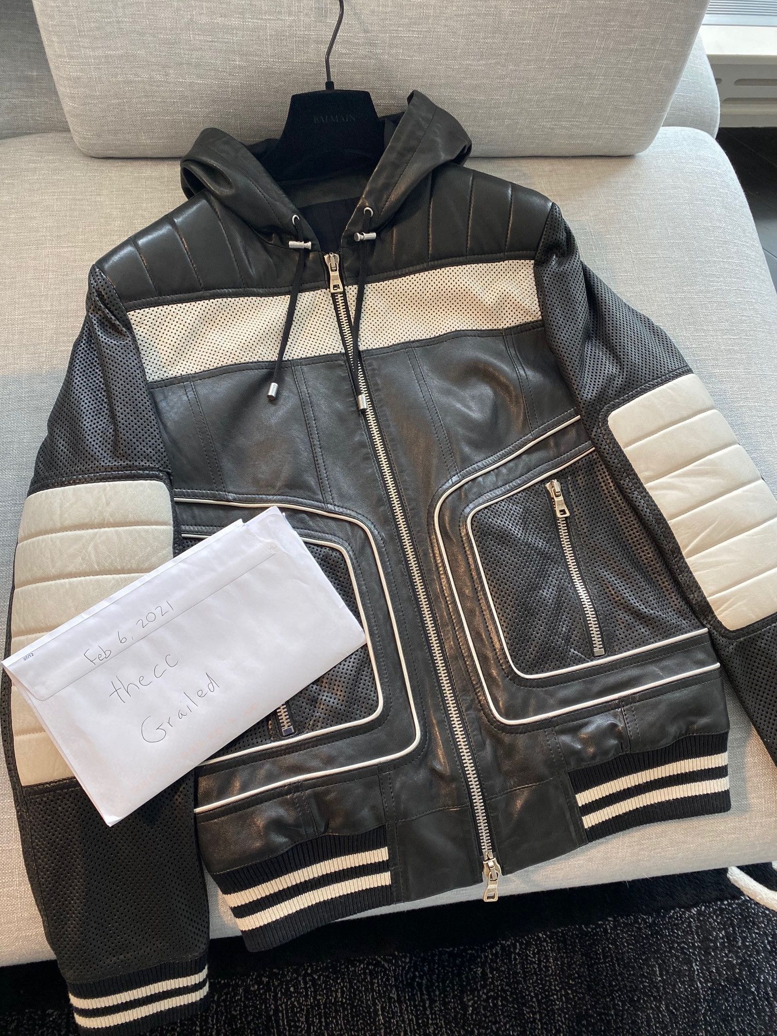 Balmain Balmain colour-block hooded biker jacket Size US M / EU 48-50 / 2 - 6 Thumbnail