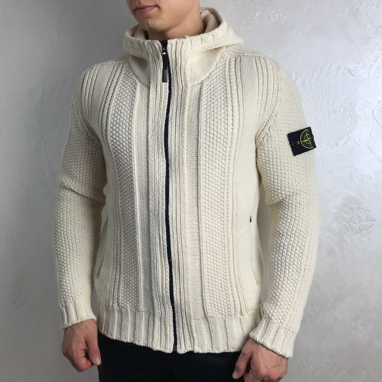 【極希少】05aw stone  pullover knit Stone Island Wool Zipped Knitted Sweater 61 collection