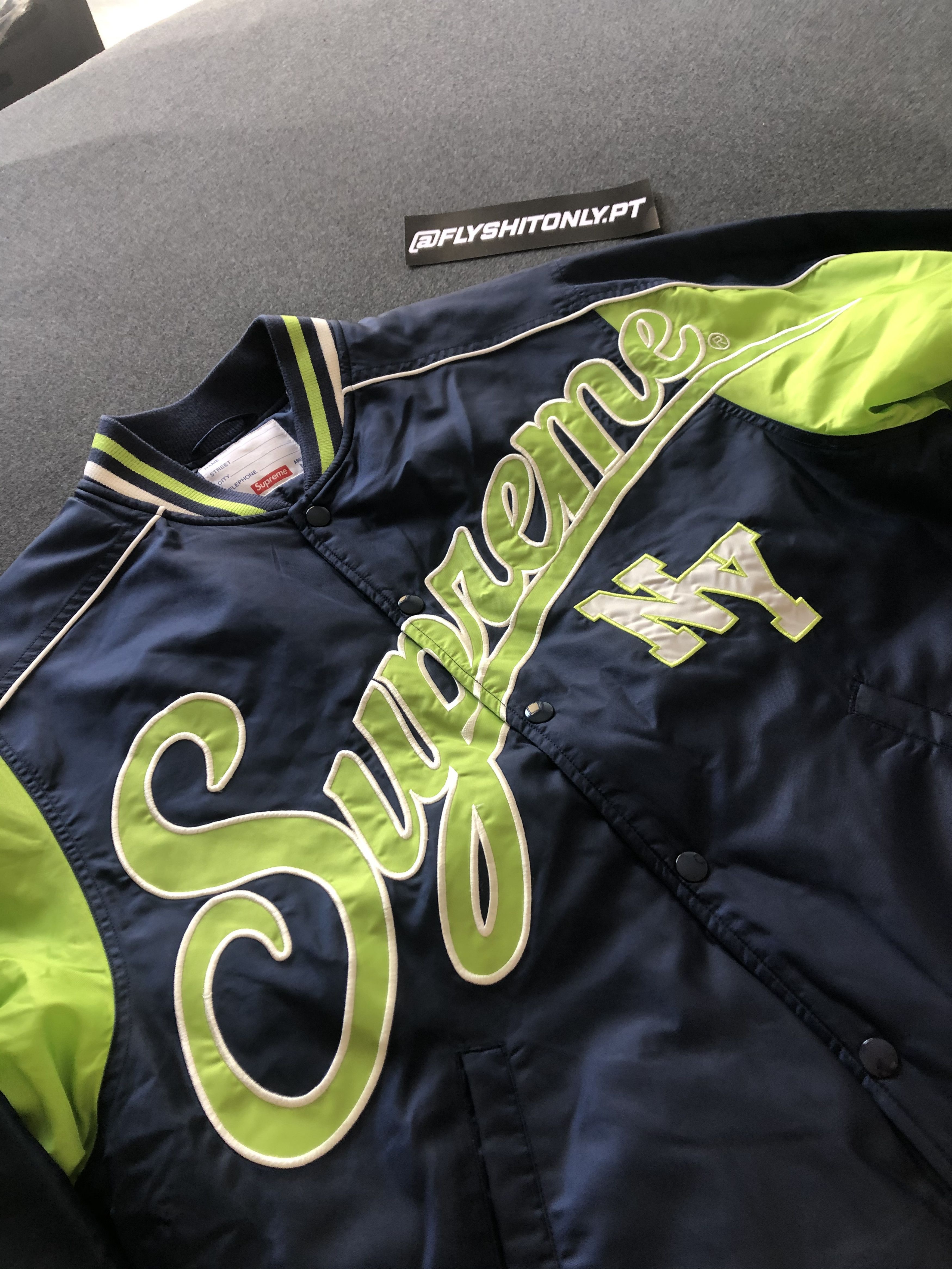 Supreme Supreme contrast script varsity jacket   Grailed