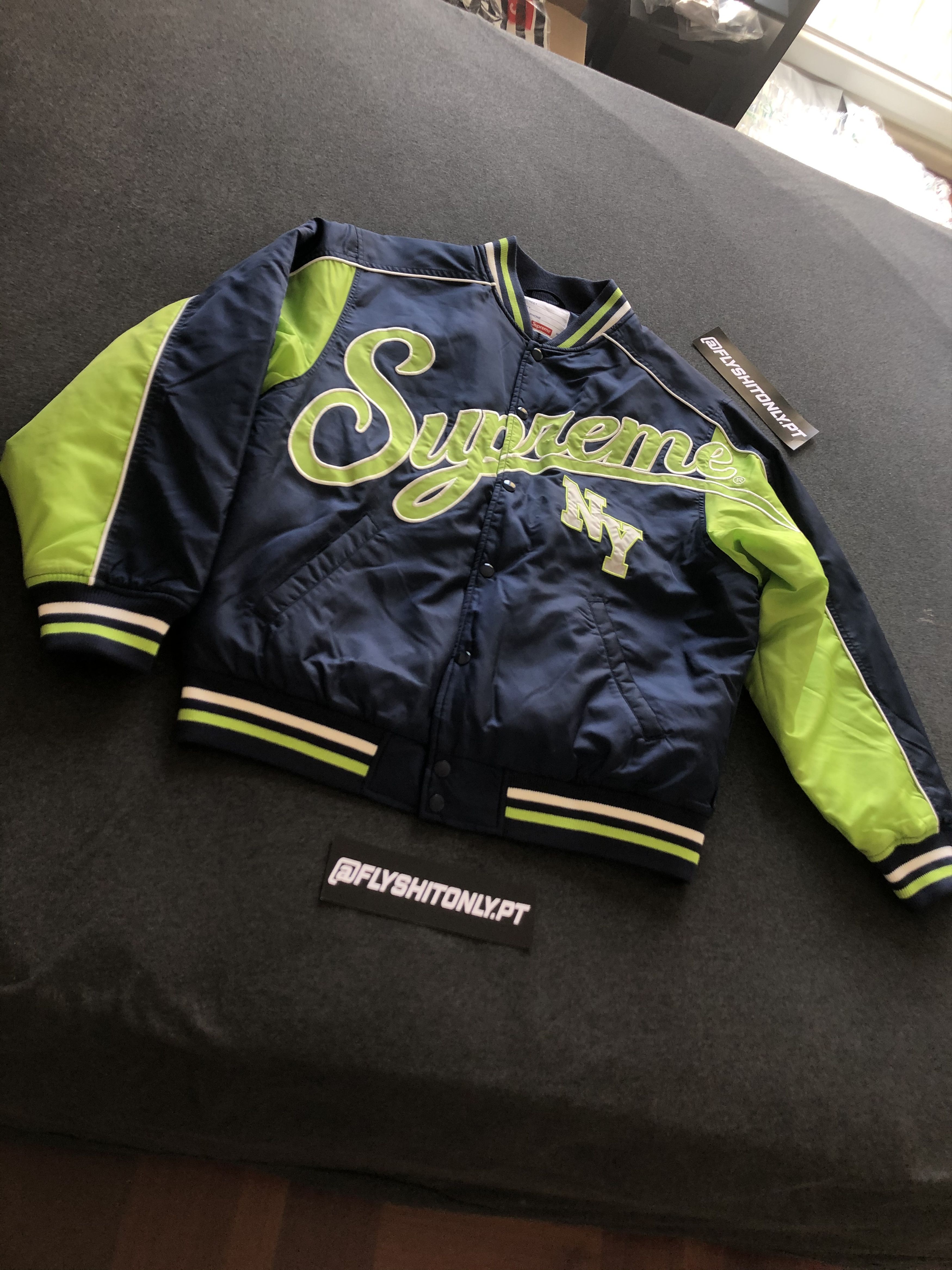 Supreme Supreme contrast script varsity jacket | Grailed