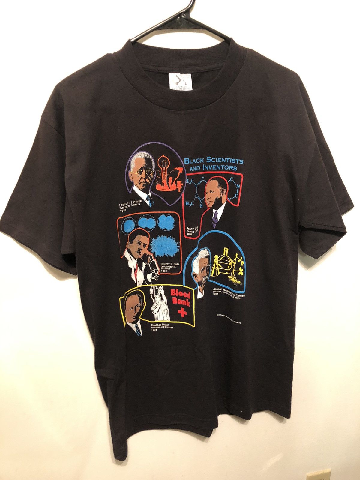 image of Vintage 1995 Black Scientists & Inventors T-Shirt, Men's (Size Large)