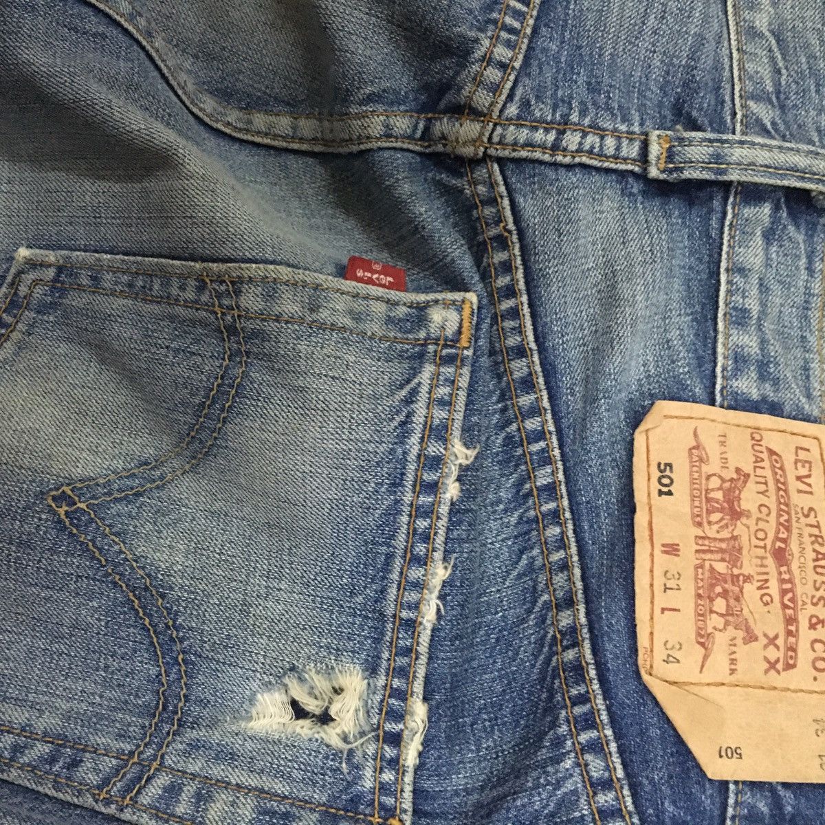 Levi's Vintage Levi’s 501 Patchwork And Distressed Denim Jeans Size US 30 / EU 46 - 6 Thumbnail