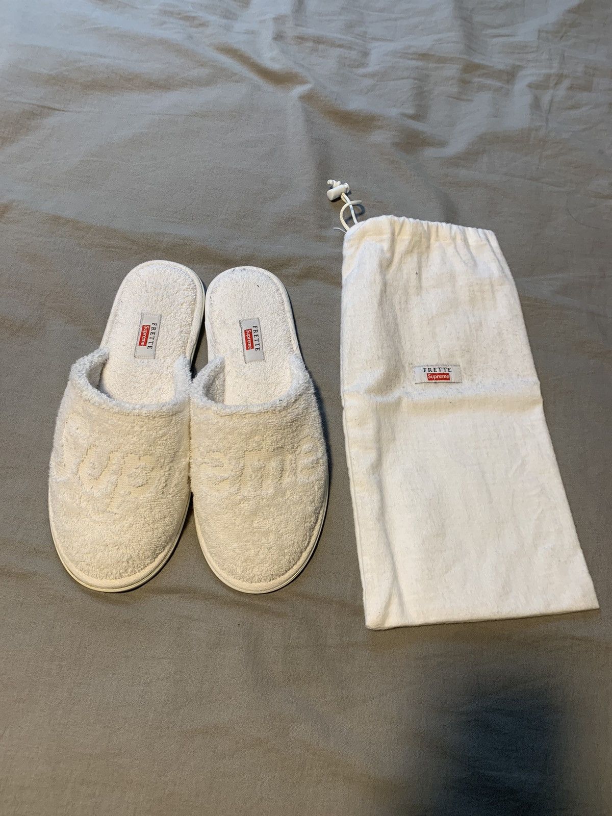 Supreme Supreme Frette Slippers White Size 10-12 | Grailed