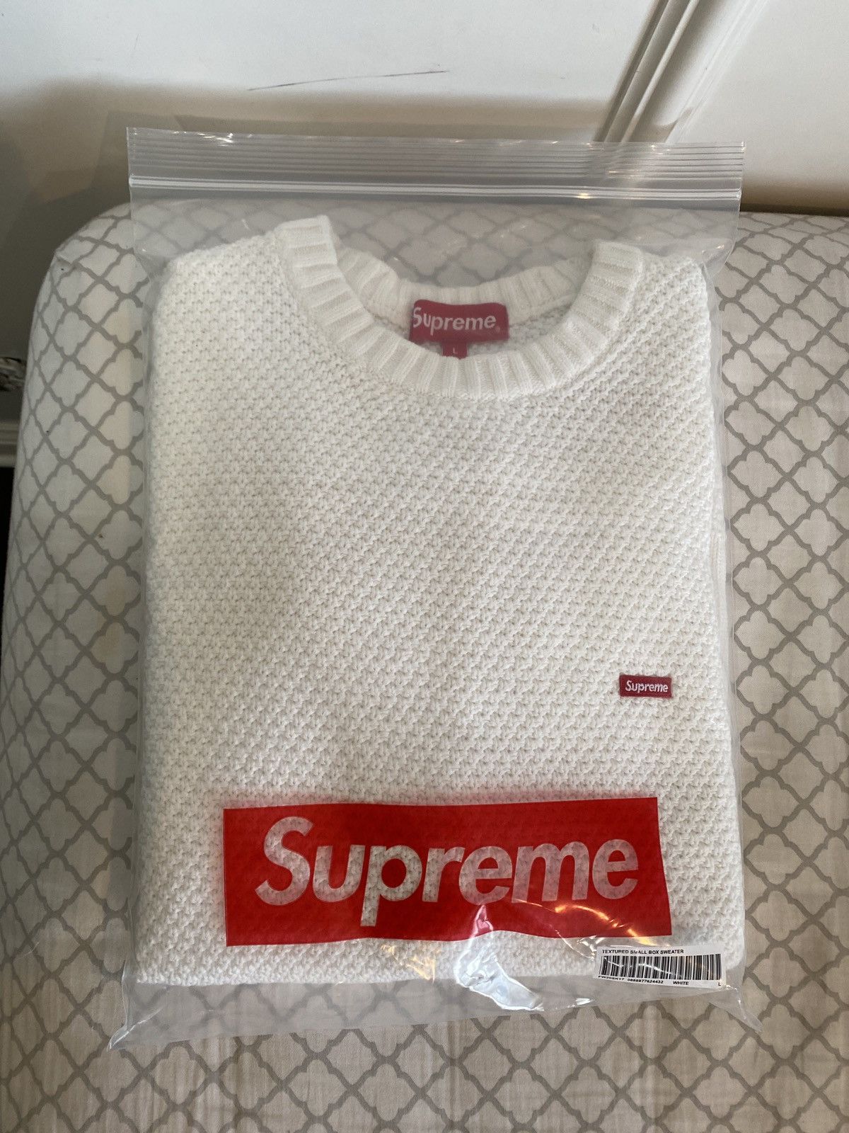 Supreme Textured Small Box Sweater L 白-