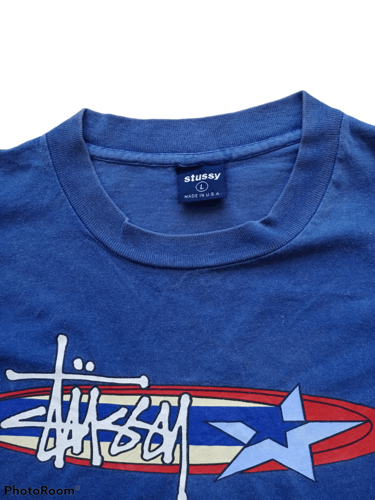 Stussy Vintage Stussy Made In Usa T Shirt Star Striped 90s Size US L / EU 52-54 / 3 - 2 Thumbnail
