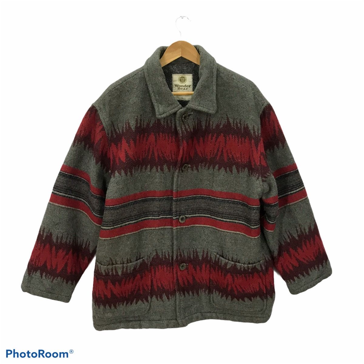 Japanese Brand × Vintage Wonder Bear fire jacket Wool Style Jacket Size US XL / EU 56 / 4 - 1 Thumbnail