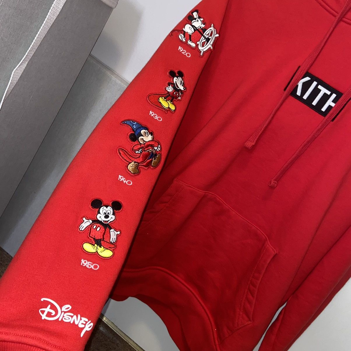 Disney × Kith Kith x Disney Mickey Sleeve Patches Hoodie | Grailed