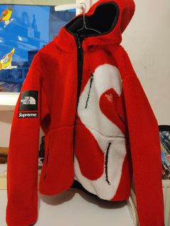 S logo hooded online fleece jacket