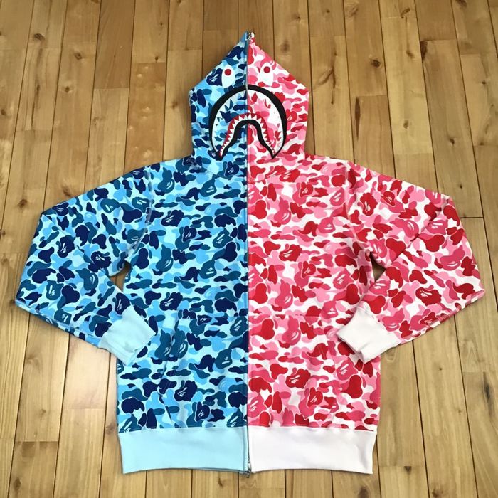 Blue and pink outlet bape hoodie