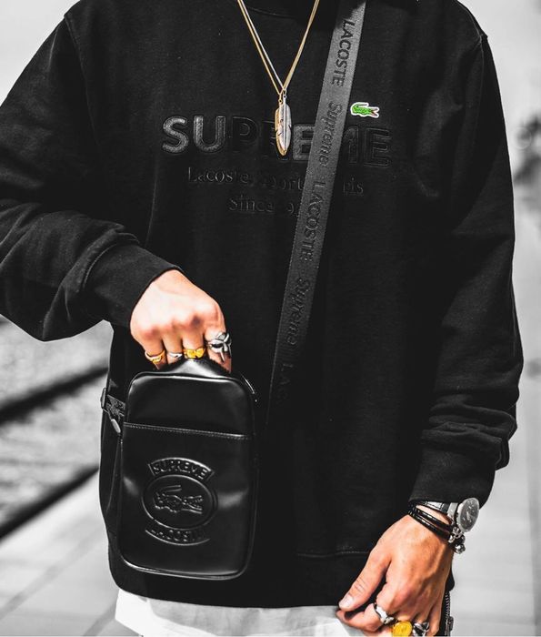 Supreme lacoste store shoulder bag black