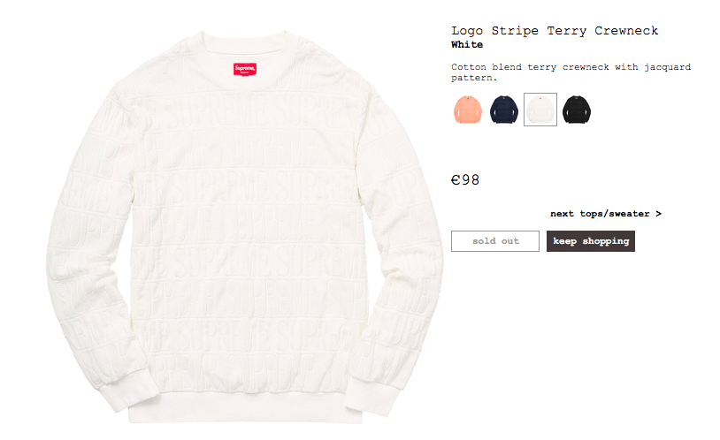 Supreme Logo Stripe Terry Crewneck White | Grailed