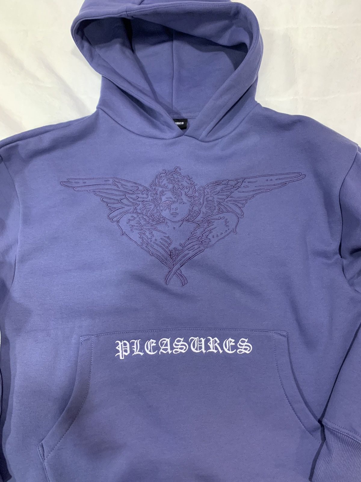 PLEASURES Angel Hoodie engrave purple