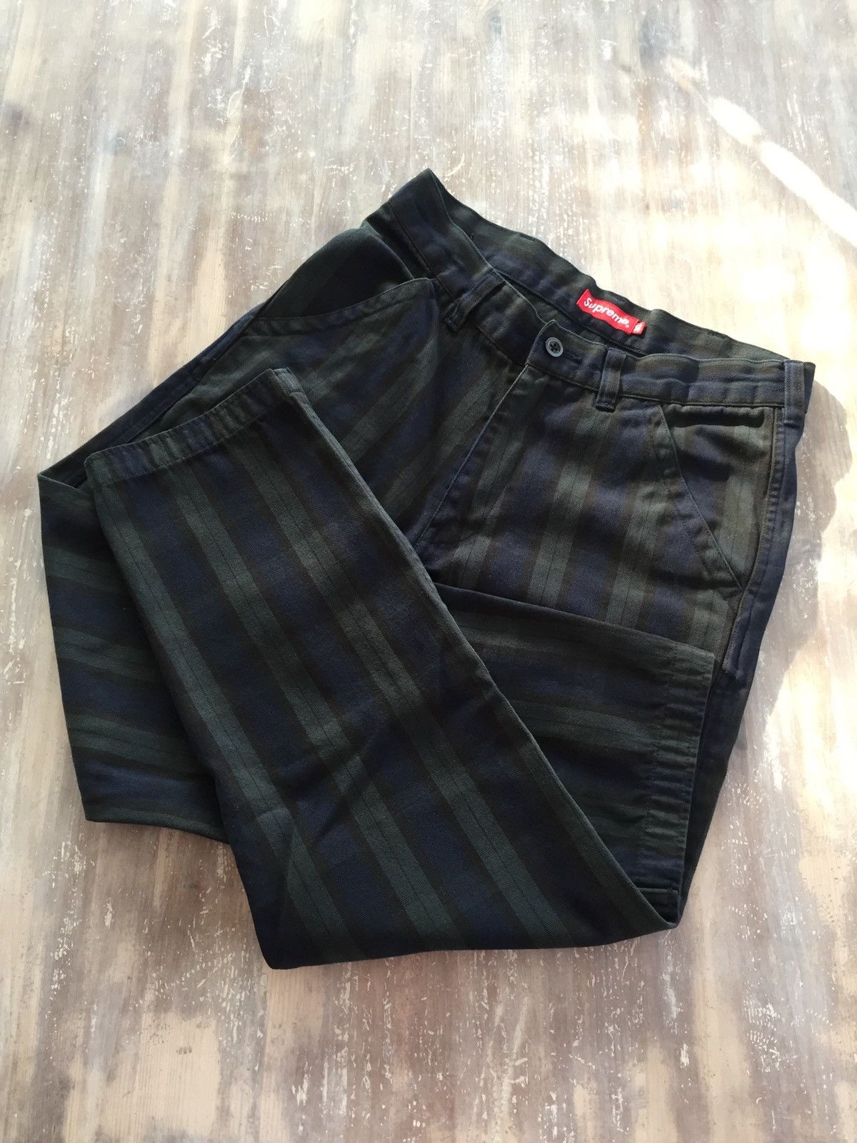 Image of Supreme 2014 Blackwatch Plaid Pants in Navy, Men's (Size 30)