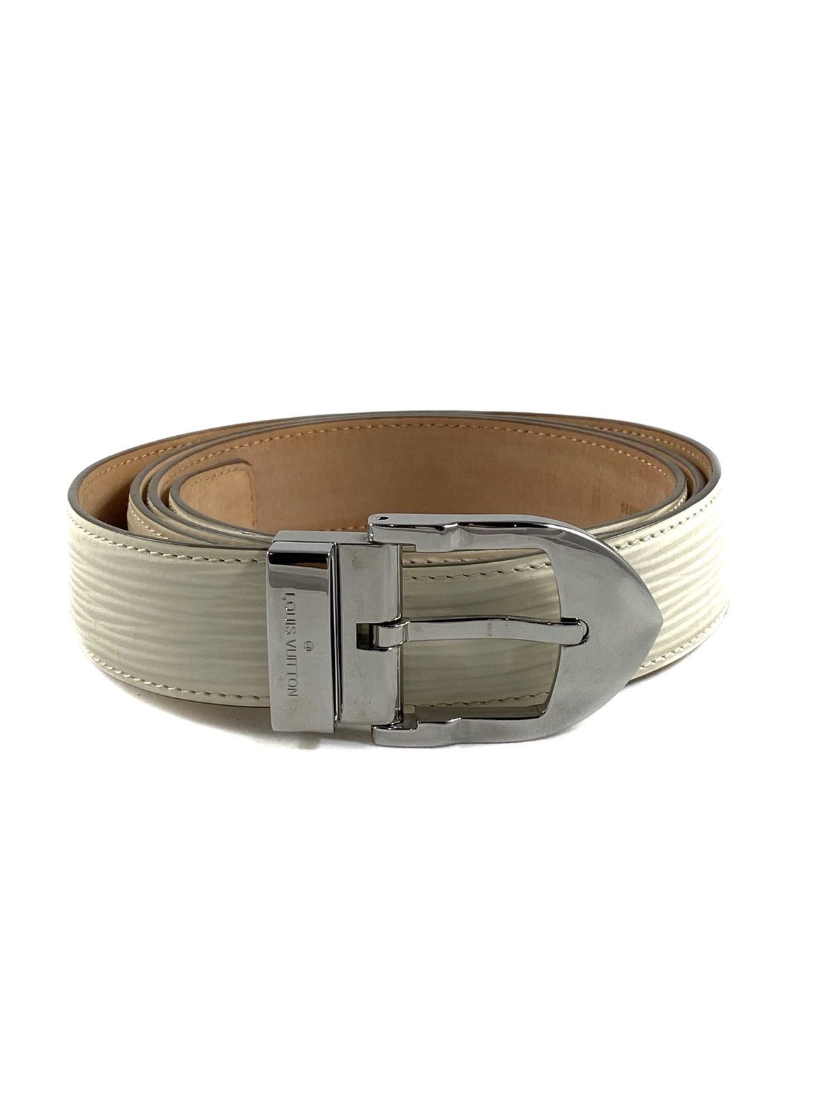 Louis Vuitton LOUIS VUITTON Silver CEINTURE CLASSIC BELT EPI Leather Beig Grailed