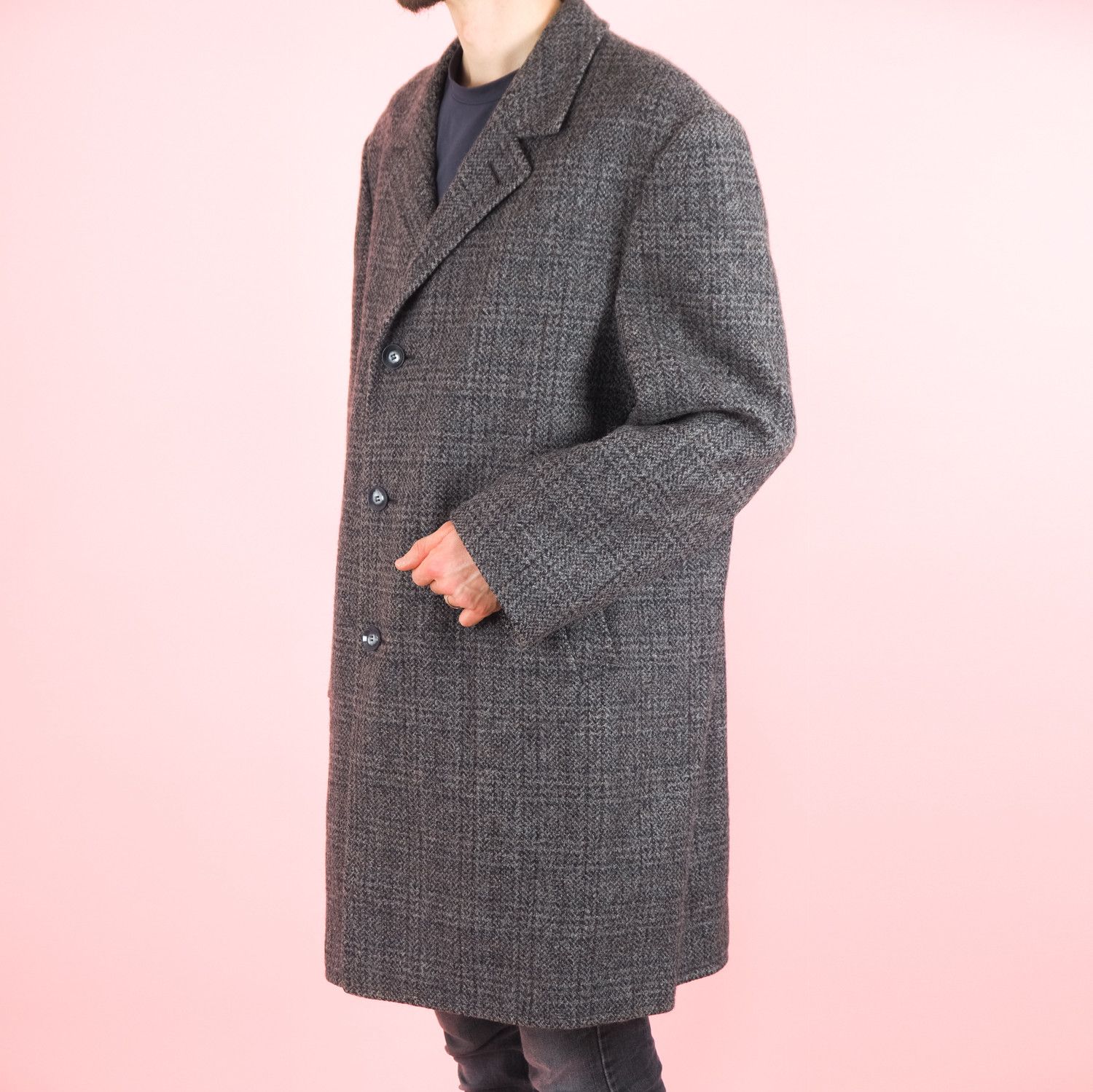 Vintage Vintage Gray wool plaid peacoat Size US XL / EU 56 / 4 - 6 Thumbnail
