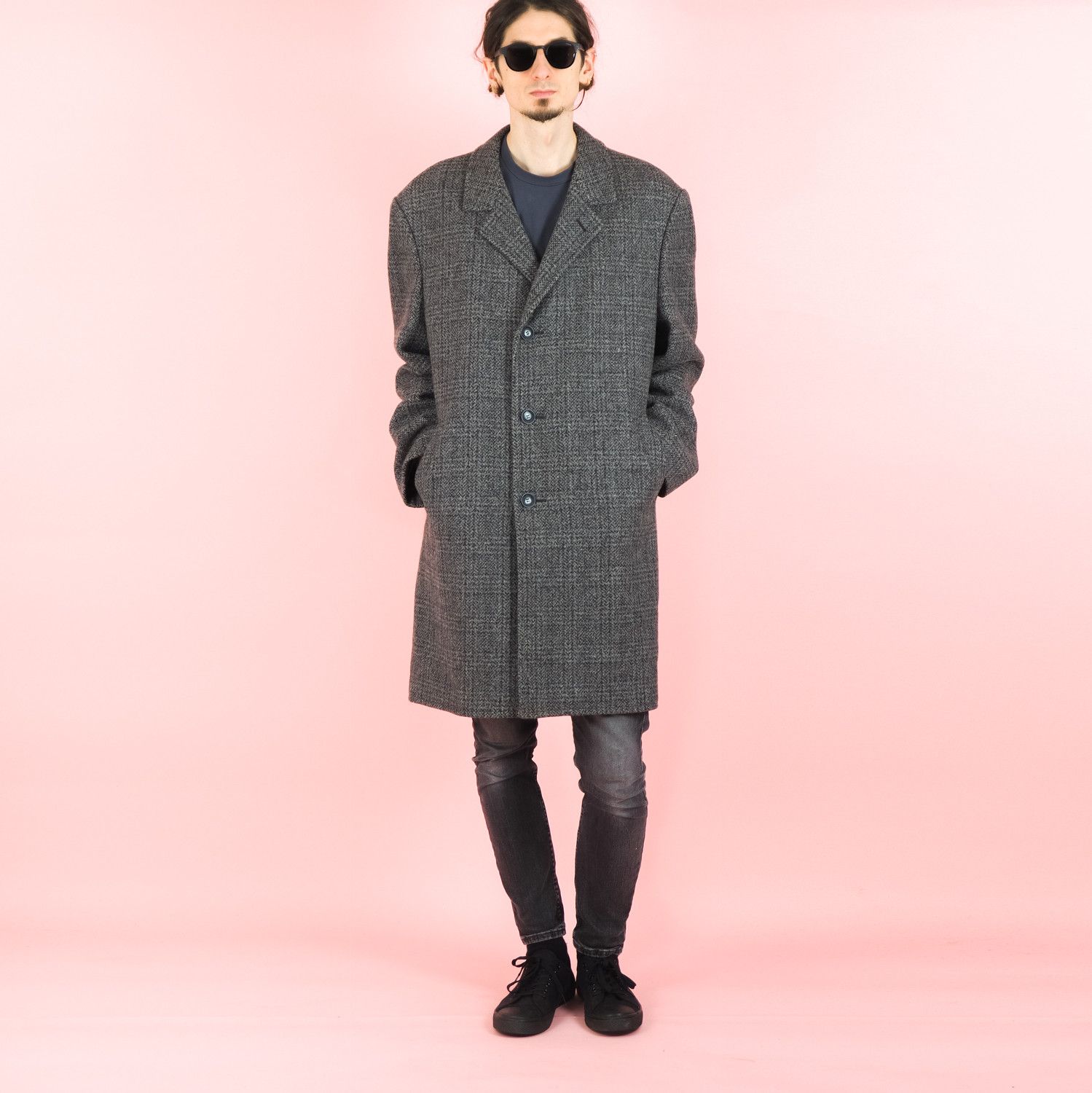 Vintage Vintage Gray wool plaid peacoat Size US XL / EU 56 / 4 - 5 Thumbnail