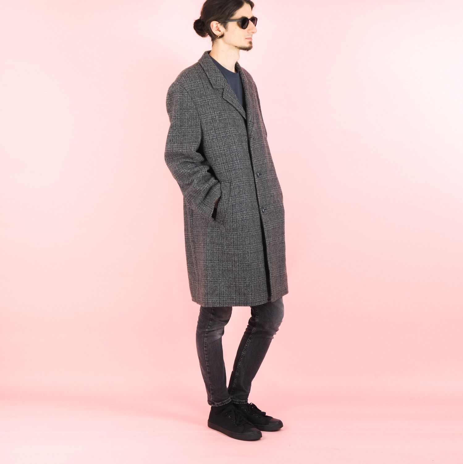 Vintage Vintage Gray wool plaid peacoat Size US XL / EU 56 / 4 - 4 Thumbnail