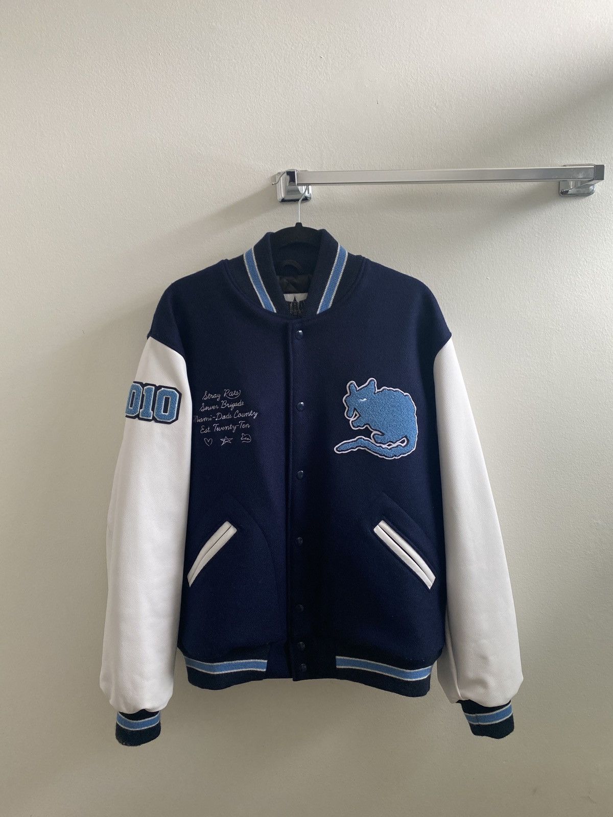 Stray Rats Stray Rats 10 Year Anniversary Varsity Jacket Blue/White ...